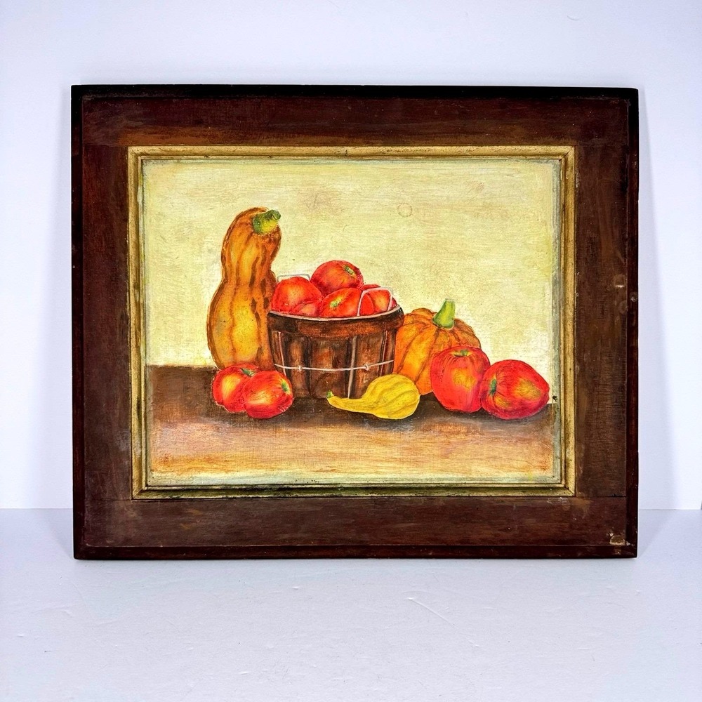 Vintage Framed Still Life Fruit Print Rustic‎ Farmhouse Wall Art 13x16